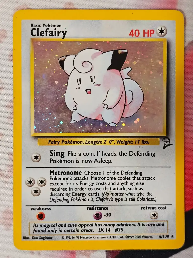 [PKMN-6/130-MP-EN] Clefairy 6/130 - Holo Rare Pokemon Base Set 2 [MP]