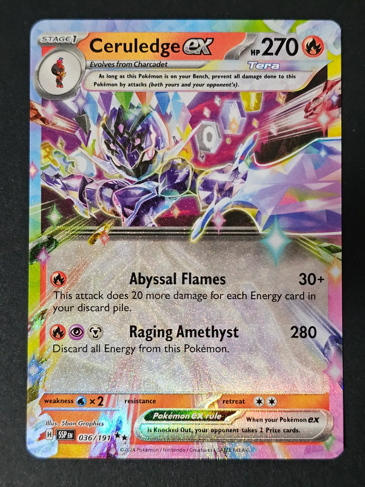 [PKMN-036/191-NM-EN] Ceruledge EX 036/191 - Double Rare Pokemon Surging Sparks