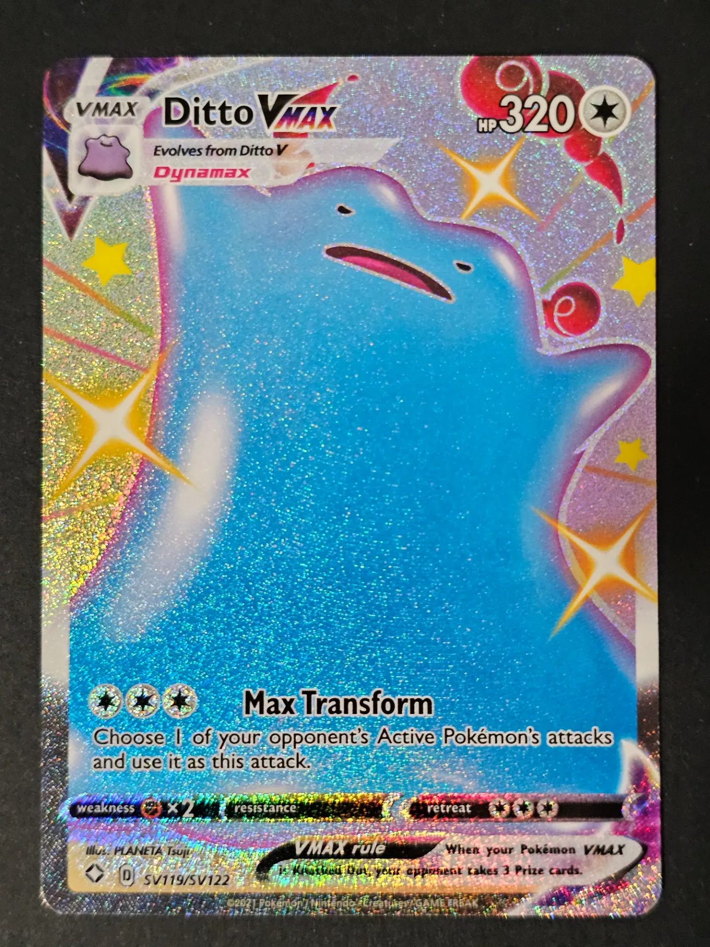 [PKMN-SV119/SV122-NM-OL-EN] Ditto VMAX SV119/SV122 - Holo Shiny Pokemon Shining Fates