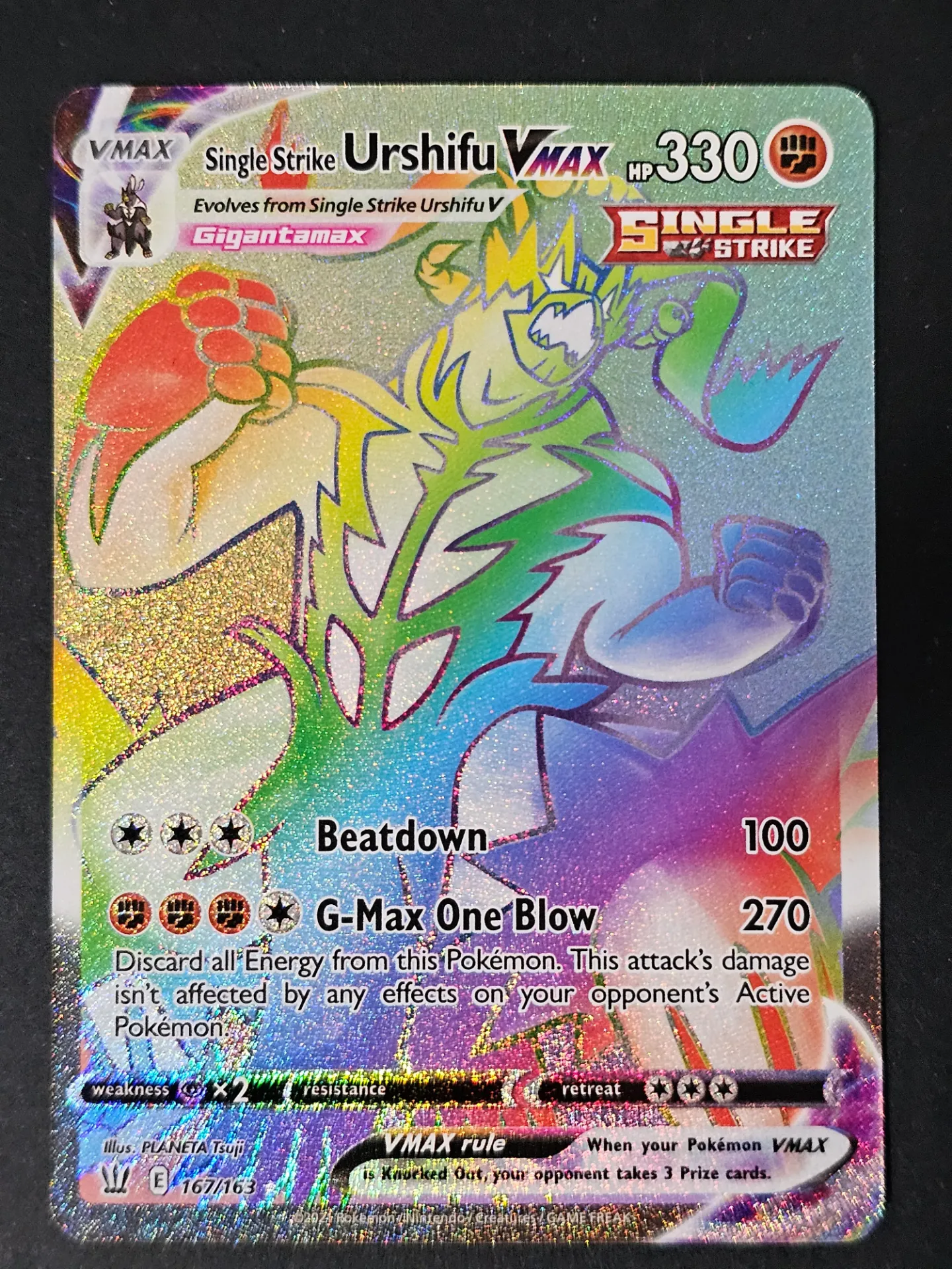 [PKMN-167/163-NM-OL-EN] Single Strike Urshifu VMAX 167/163 - Ultra Rare Pokemon Battle Styles