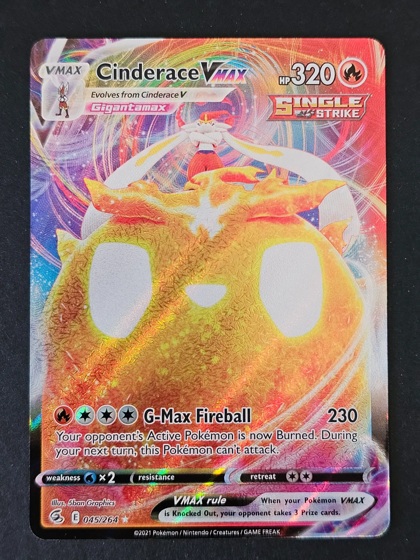 Cinderace VMAX 045/264 - Holo Rare Pokemon Fusion Strike